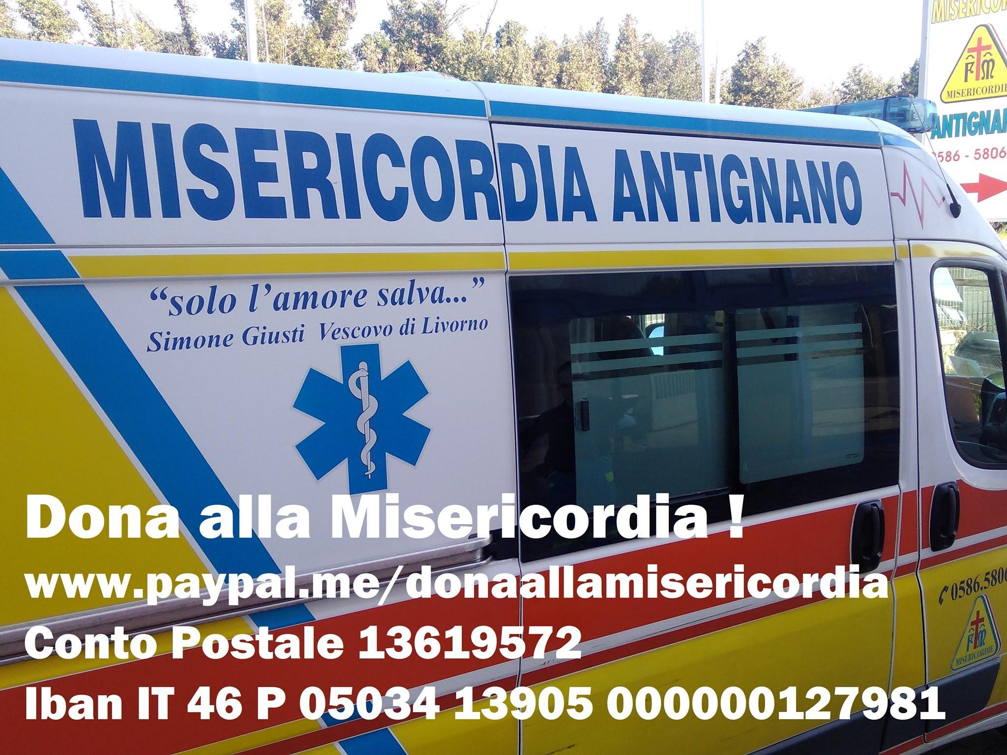 Il volantino della Misericordia di Antignano per le donazioni