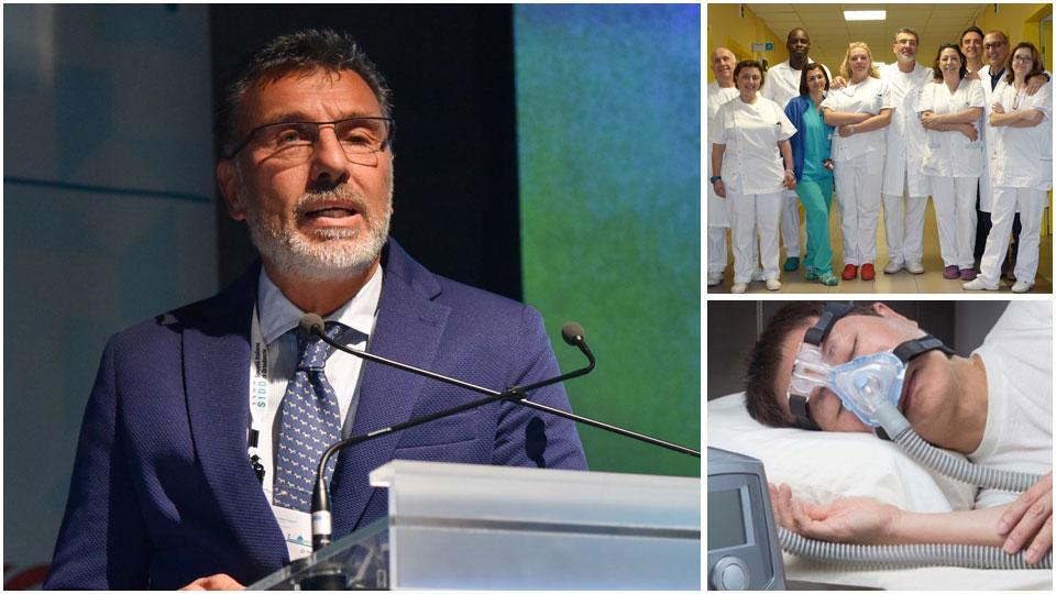 Il dottor Bruno Brevi, dell’Unità Operativa di Chirurgia Maxillo-Facciale di Pisa, lo staff dell’unità operativa di Pisa e una macchina per respirare di notte, unica vera alternativa all’intervento chirurgico