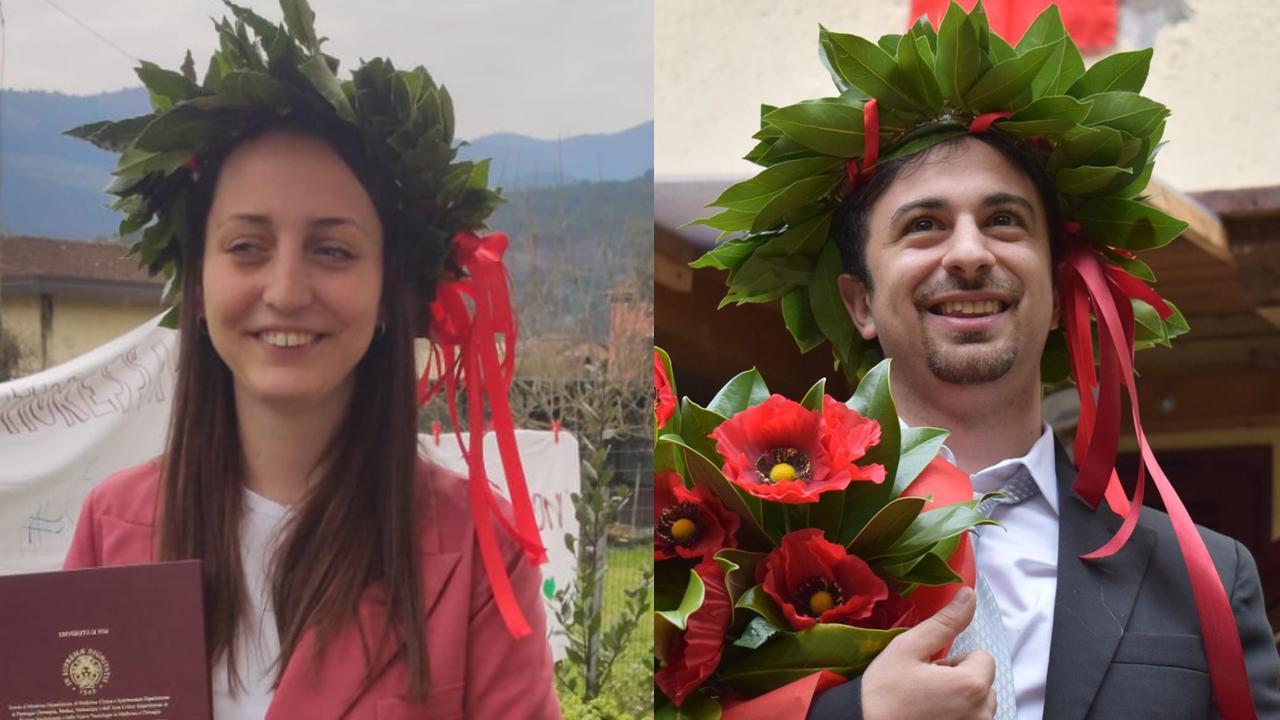Sofia con le pantofole sotto l’abito elegante, il brindisi di Mattia via skype: due lauree in tempi di coronavirus
