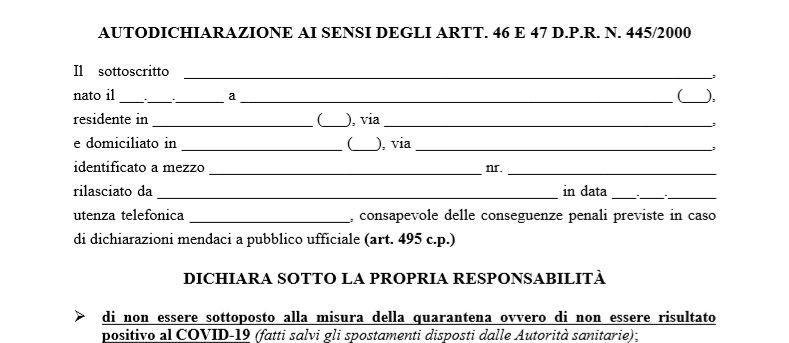 Coronavirus, il nuovo modulo per l'autocertificazione in edicola con La Nuova Sardegna