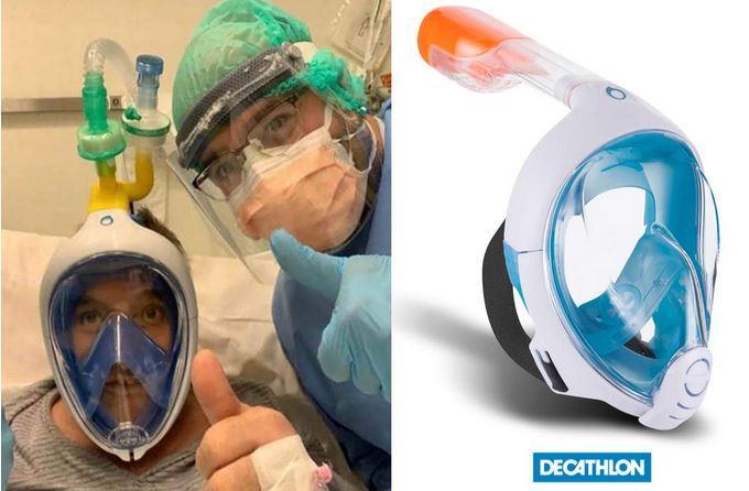 Le maschere da snorkeling di Decathlon trasformate in respiratori