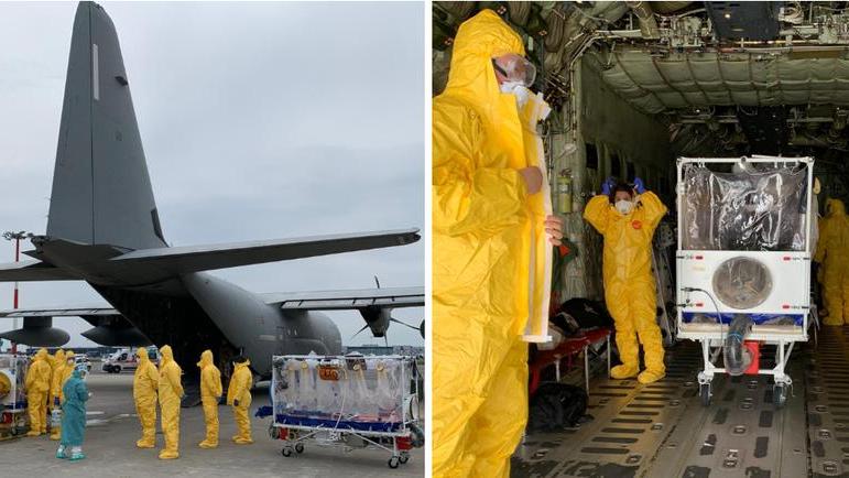 Due pazienti da Bergamo a Dresda con il C-130J della 46esima Brigata Aerea