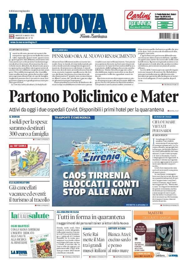 La Nuova Sardegna - Prima Pagina - 31 marzo 2020