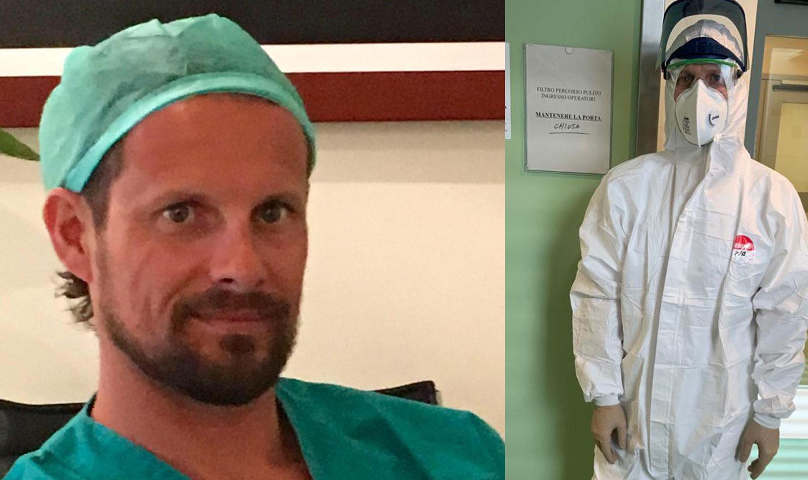 Il dottor Andrea Vignali, rianimatore anestesista. E con indosso la tuta per proteggersi dal Covid-19