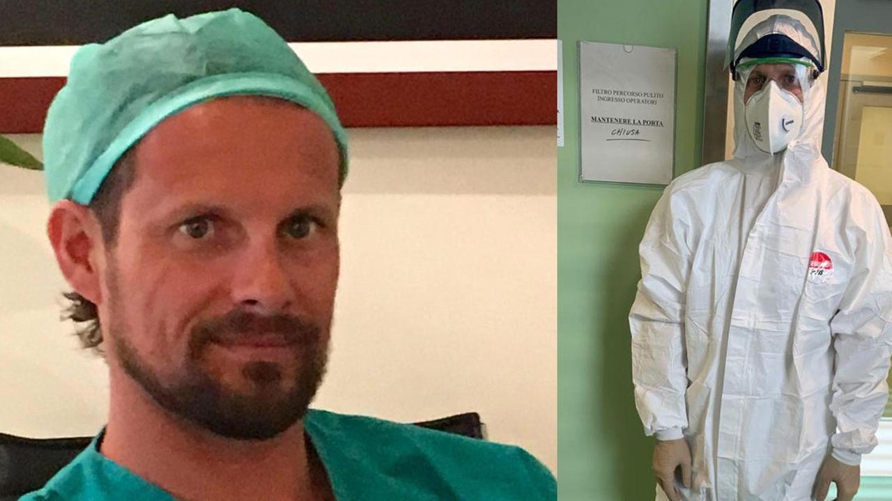 Il dottor Andrea Vignali, rianimatore anestesista. E con indosso la tuta per proteggersi dal Covid-19