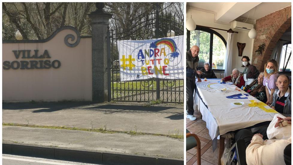 “Andrà tutto bene” lo scrivono i nonni in uno striscione E cantano l’inno