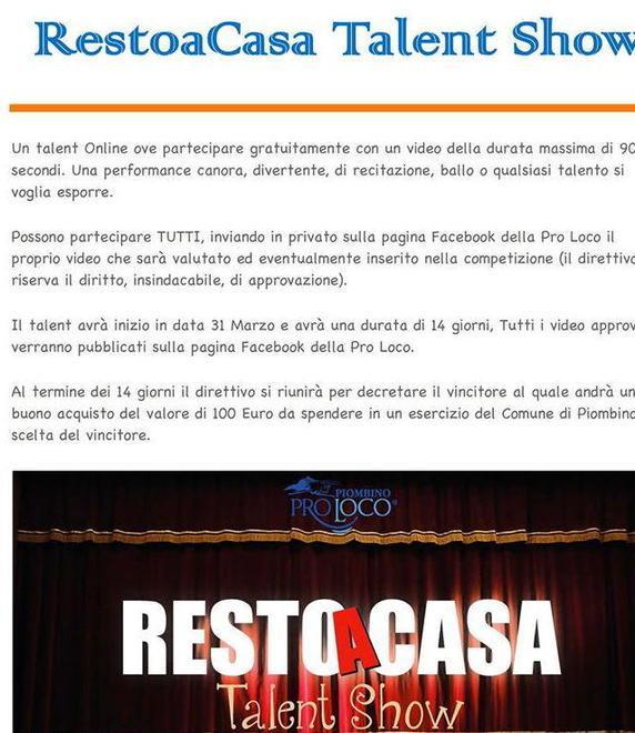 Premio del talent buono acquisto da 100 euro