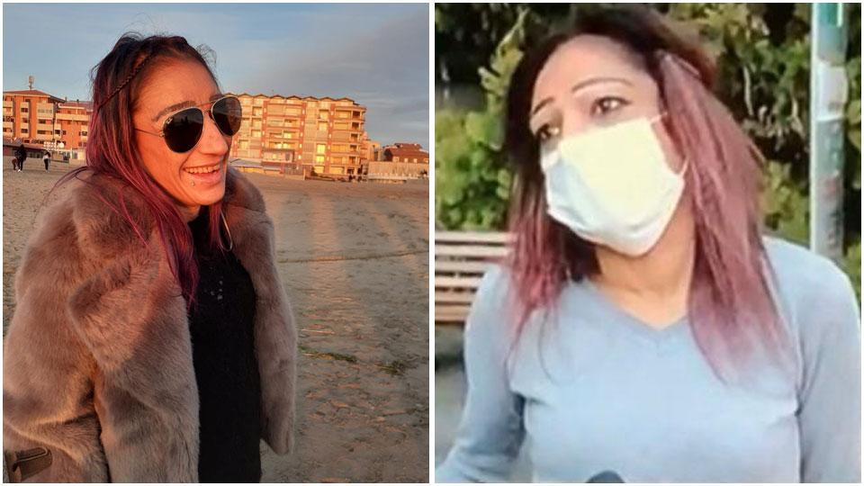 Il sorriso di Silvia Schillaci sulla spiaggia di Marina di Grosseto. A destra, Silvia con la mascherina intervistata da una televisione locale al suo arrivo nella città emiliana