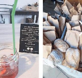A sinistra l'aperitivo del Pausa cafè e, a destra, il pane di Sassetta