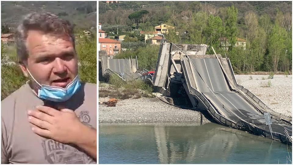 Ponte crollato, Michele ha visto la scena in diretta: "Giù come un castello di carta" - Video