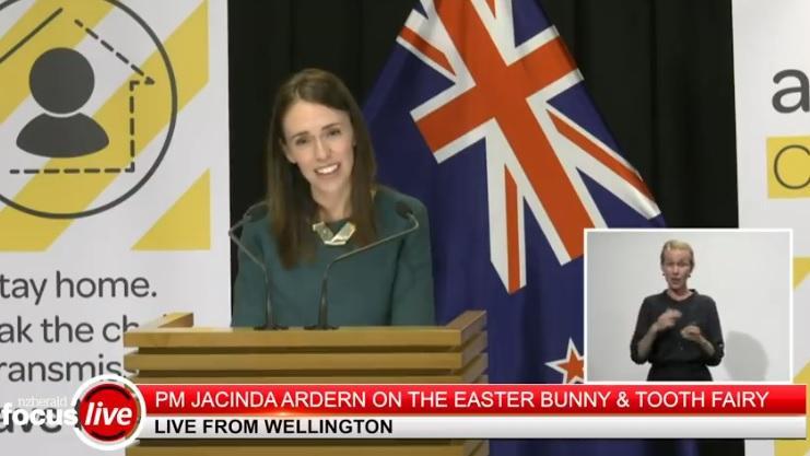 La premier neozelandese in diretta tv dalla capitale Wellington