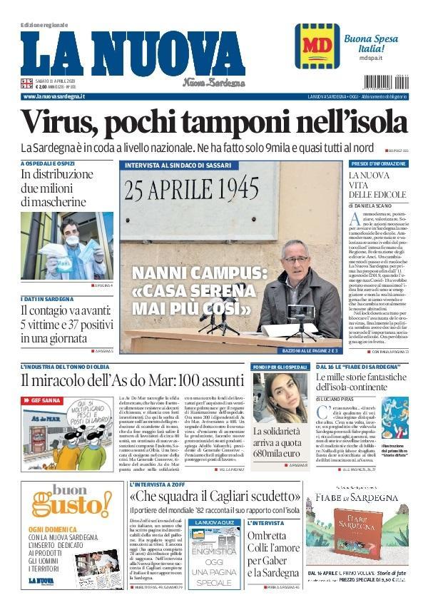 La Nuova Sardegna - Prima Pagina - 11 aprile 2020