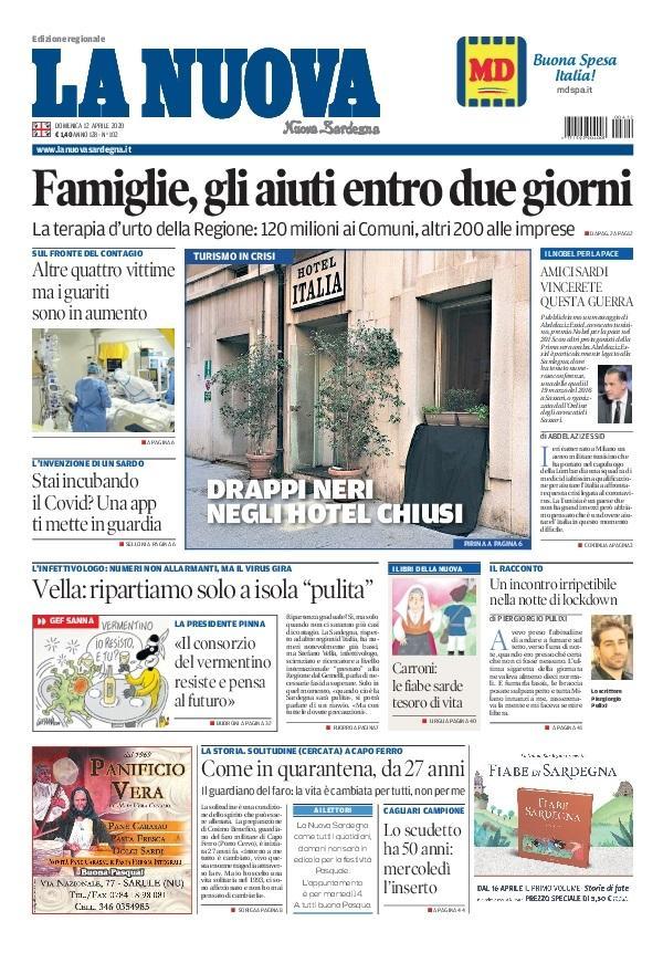 La Nuova Sardegna - Prima Pagina - 12 aprile 