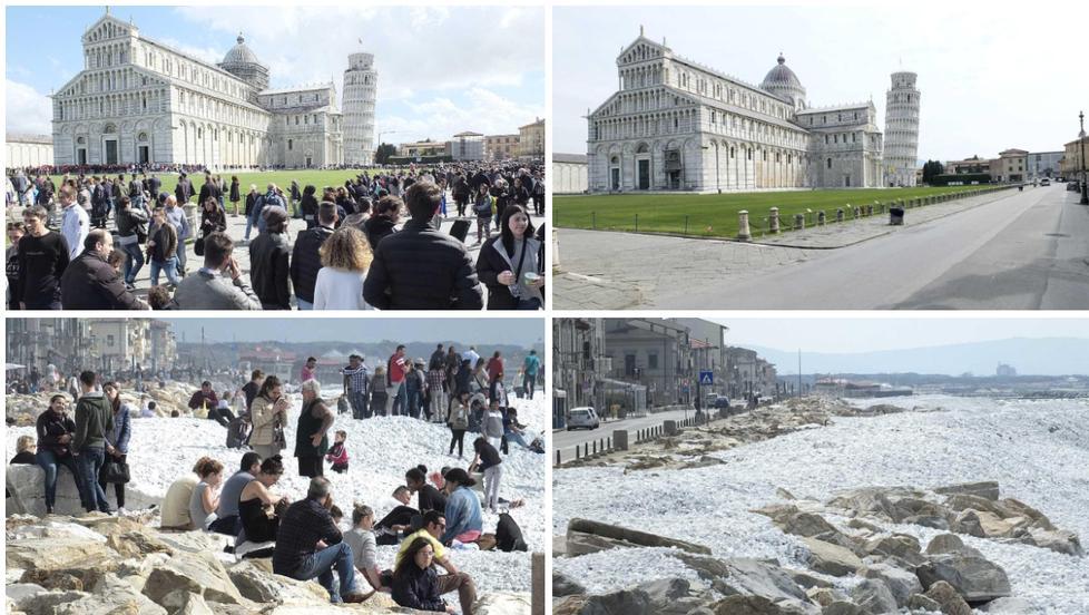 Dalla Torre al mare, fino a parchi e musei: le mete di Pasquetta deserte e silenziose. Le foto a confronto 