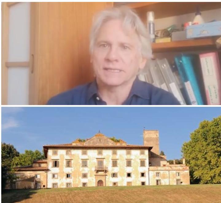 L'attore Giulio Scarpati in un fermo immagine del video dedicato a Pontedera postato su Facebook