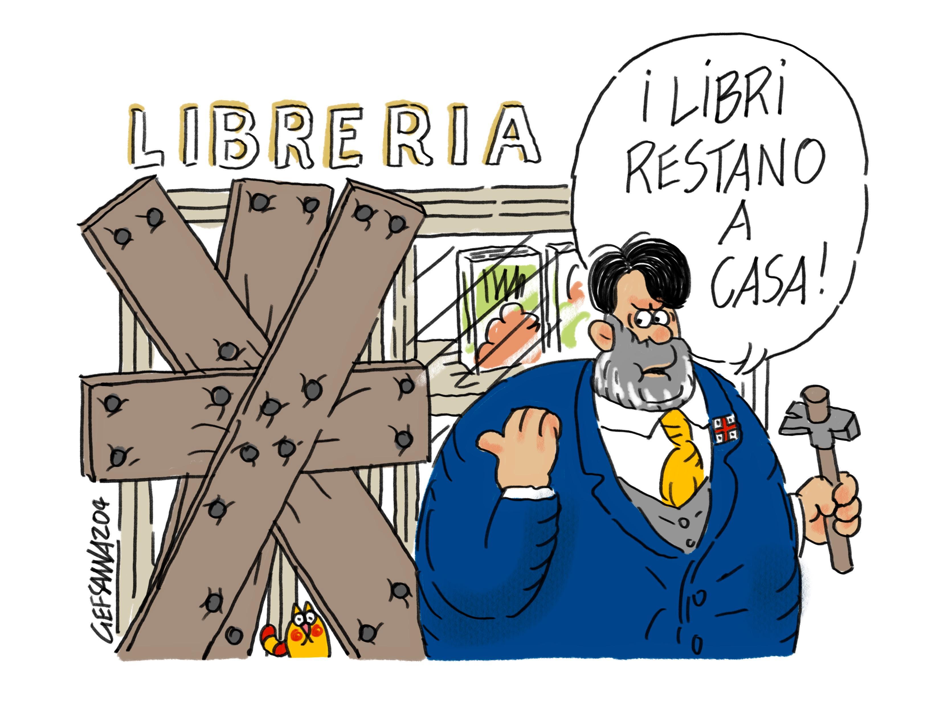 La vignetta di Gef: i librai sardi restano a casa 