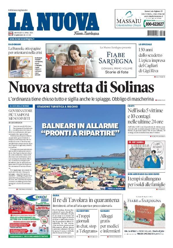 La Nuova Sardegna - Prima Pagina - 15 aprile