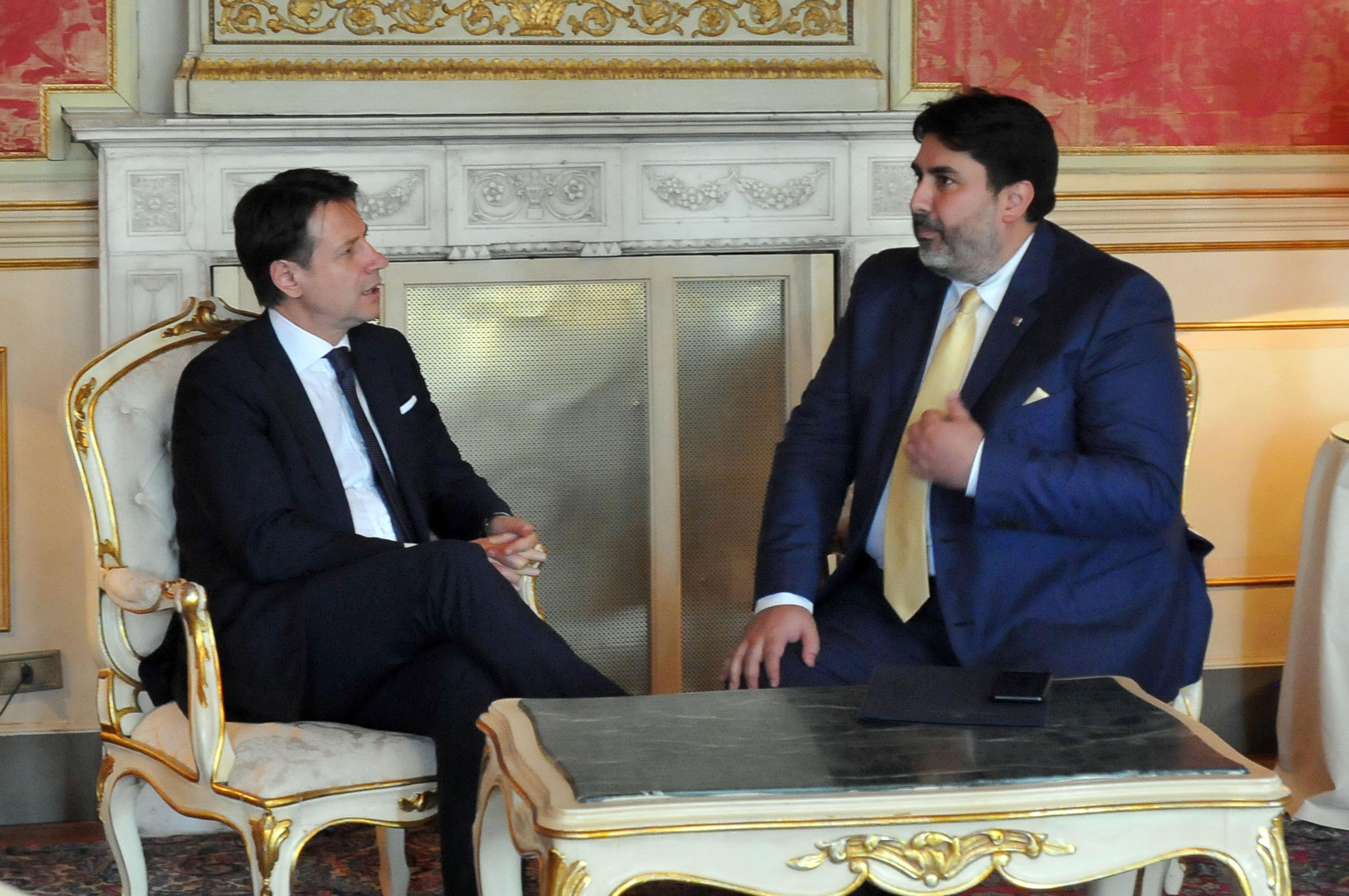 Il premier Giuseppe Conte e il Governatore Christian Solinas