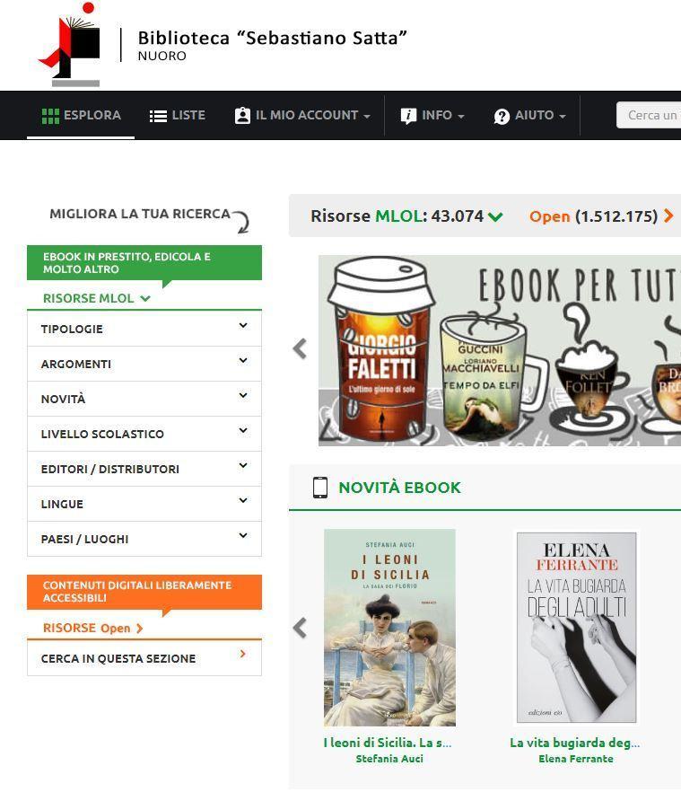 Biblioteca Satta, successo del servizio prestiti online 