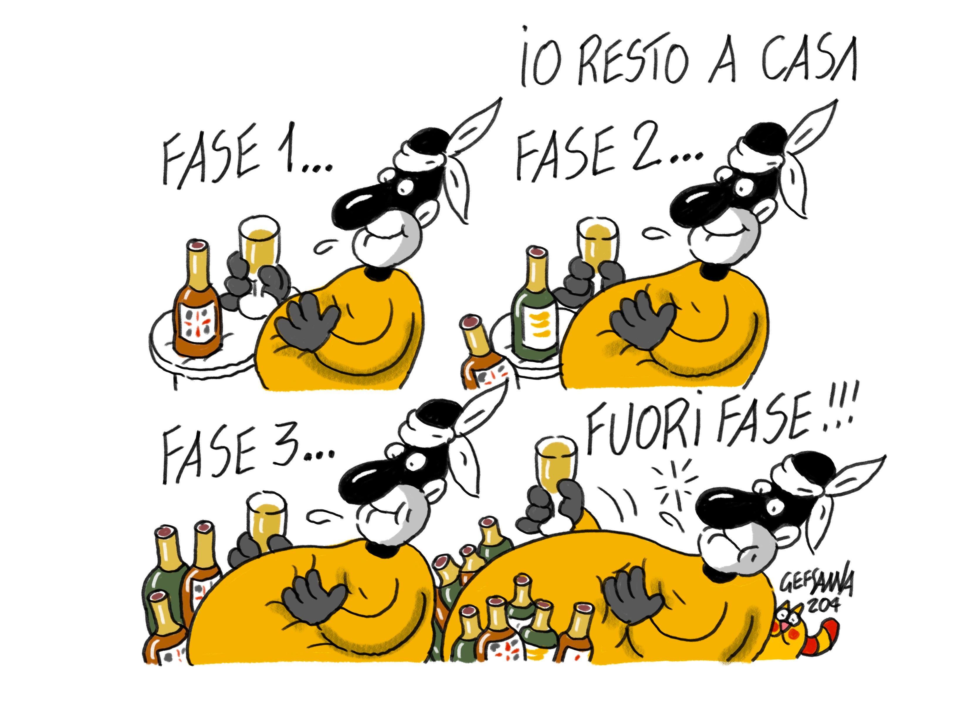 La vignetta di Gef Sanna: le quattro fasi della quarantena
