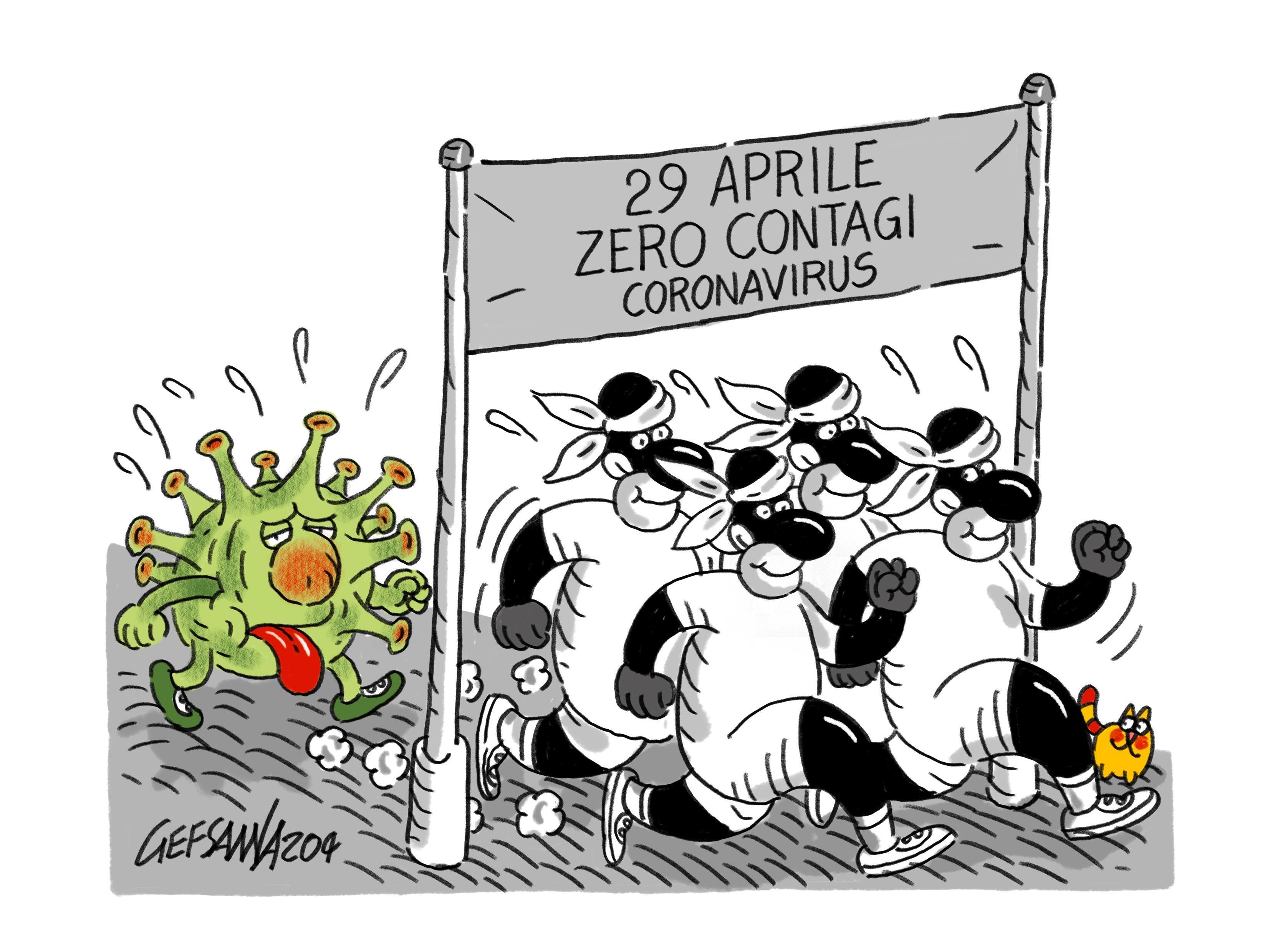 La vignetta di Gef - Contagi zero il 29 aprile: la Sardegna quasi al traguardo