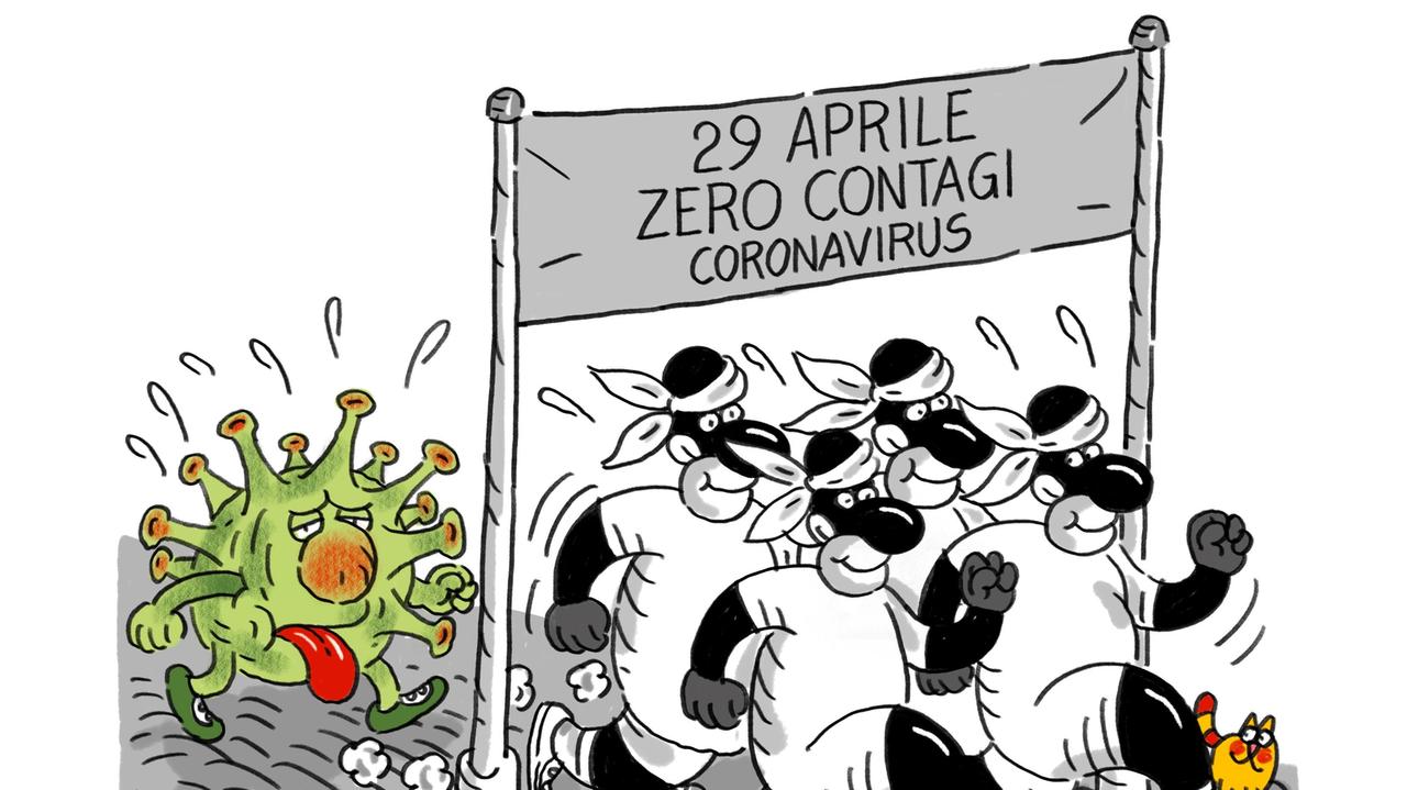La vignetta di Gef - Contagi zero il 29 aprile: la Sardegna quasi al traguardo