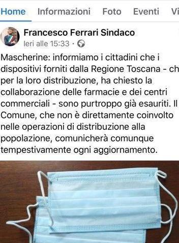 «Mascherine finite» Ma il post di Ferrari fa infuriare Unicoop Tirreno 