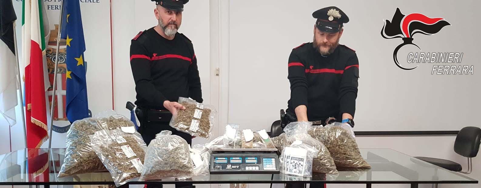 In casa oltre due chili e mezzo di marijuana: arrestato a Ferrara