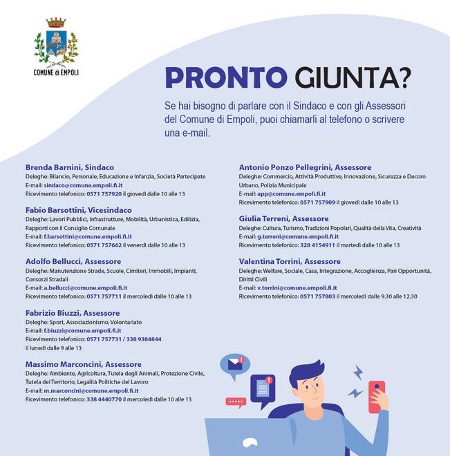 Ricevimento e orari I contatti per parlare con la giunta comunale