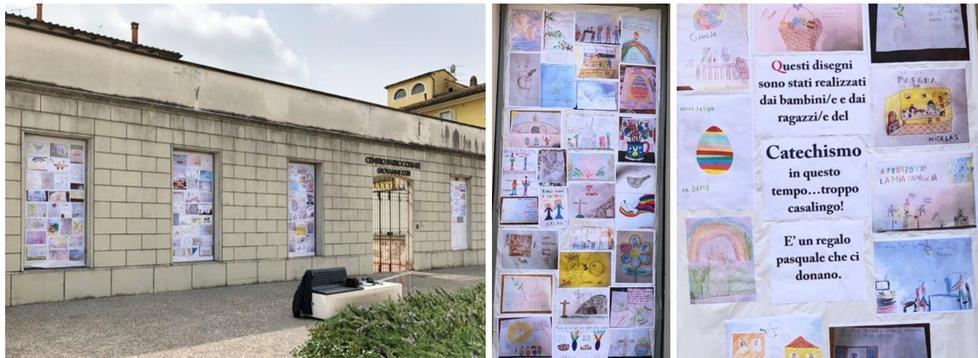 Un murales di 100 disegni dei bambini-artisti colora il centro parrocchiale 