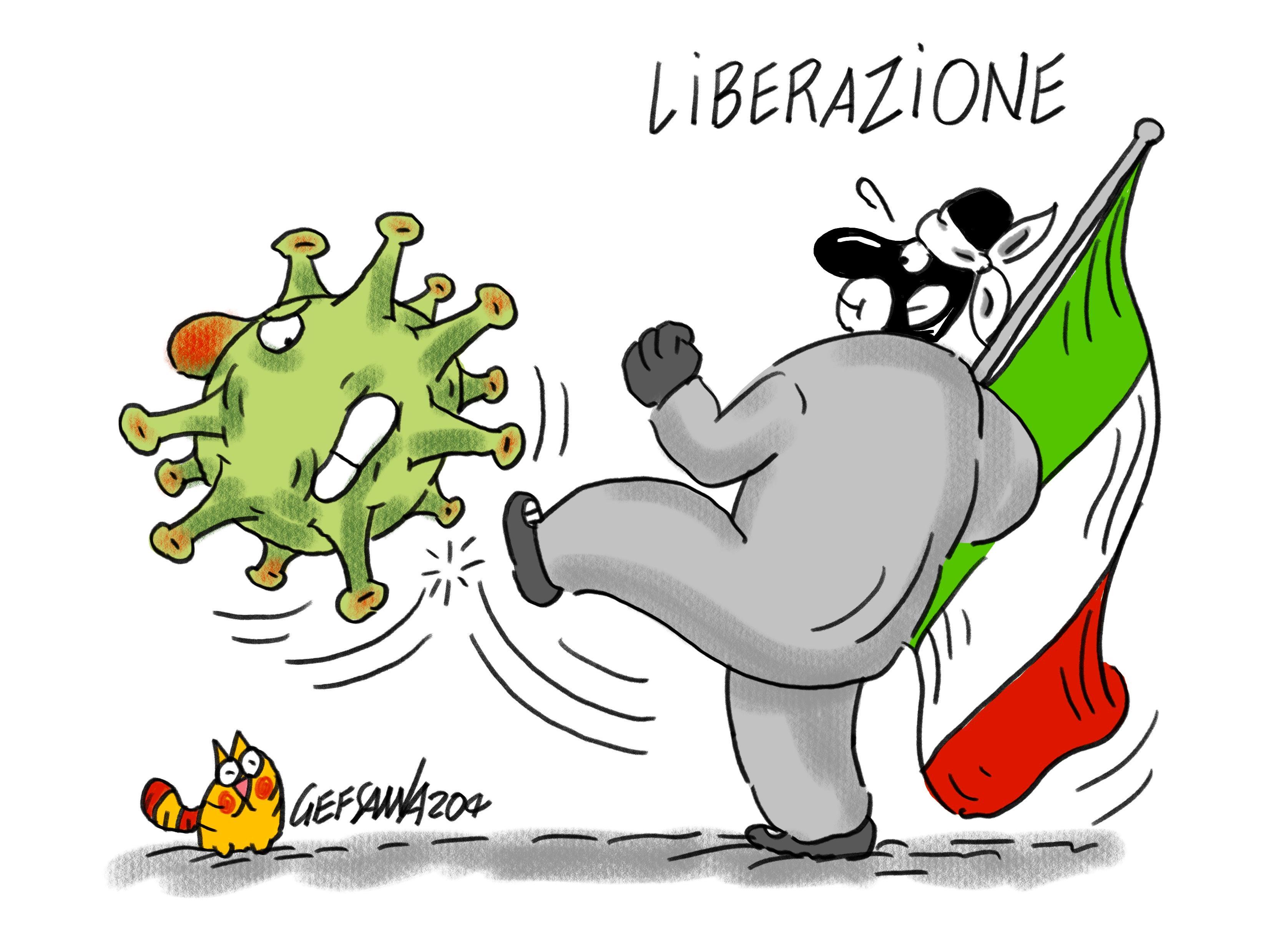 La vignetta di Gef: la festa della Liberazione e l'inizio della Fase 2