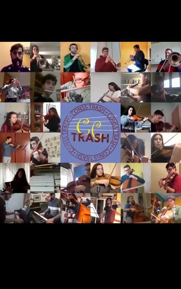 I giovani musicisti del Conservatorio di Sassari impegnati nell'esecuzione "virtuale" dell'Inno alla Gioia