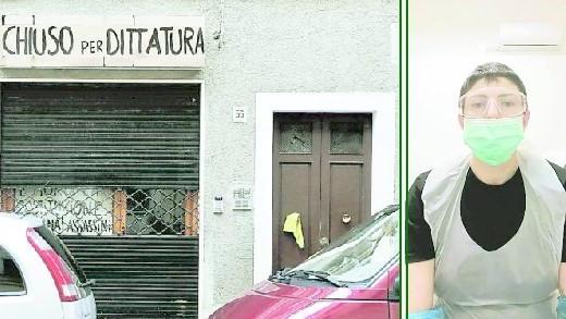 A sinistra il negozio Red Tattoo di Borgo Cappuccini, a destra Alessandra Gaibotti (foto Marzi)