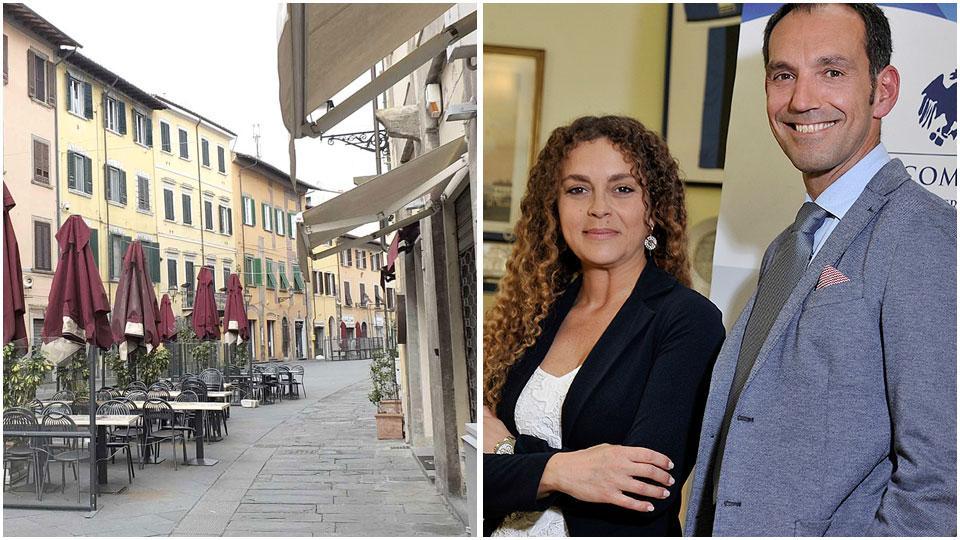 Locali chiusi in centro a Pisa, la presidente di Confcommercio Federica Grassini e il direttore Federico Pieragnoli