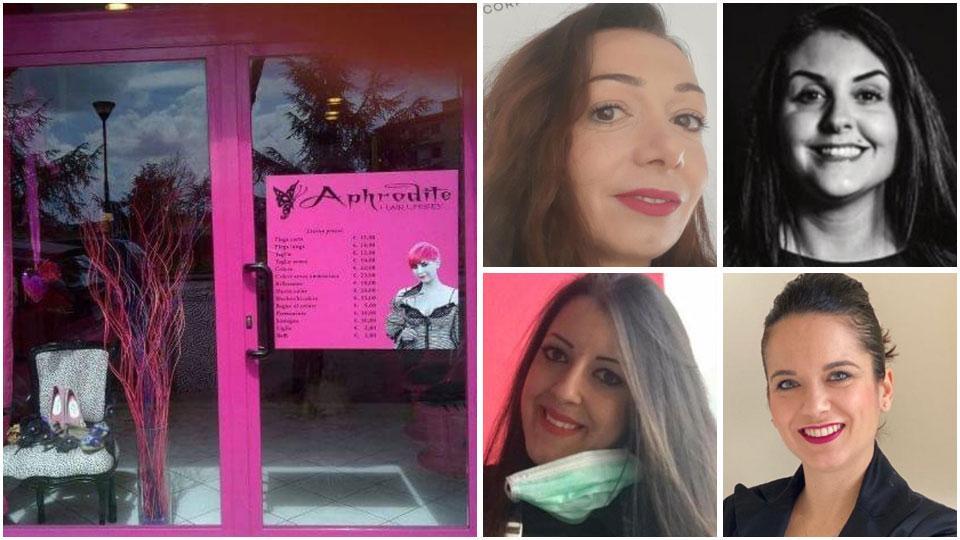 L’ingresso di un centro estetico, Scatello, Silvia Vannozzi, Sara Bitossi e Martina Iacoponi