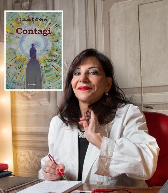 La professoressa Liliana Dell’Osso e, nel riquadro, la copertina del suo ultimo libro “Contagi”