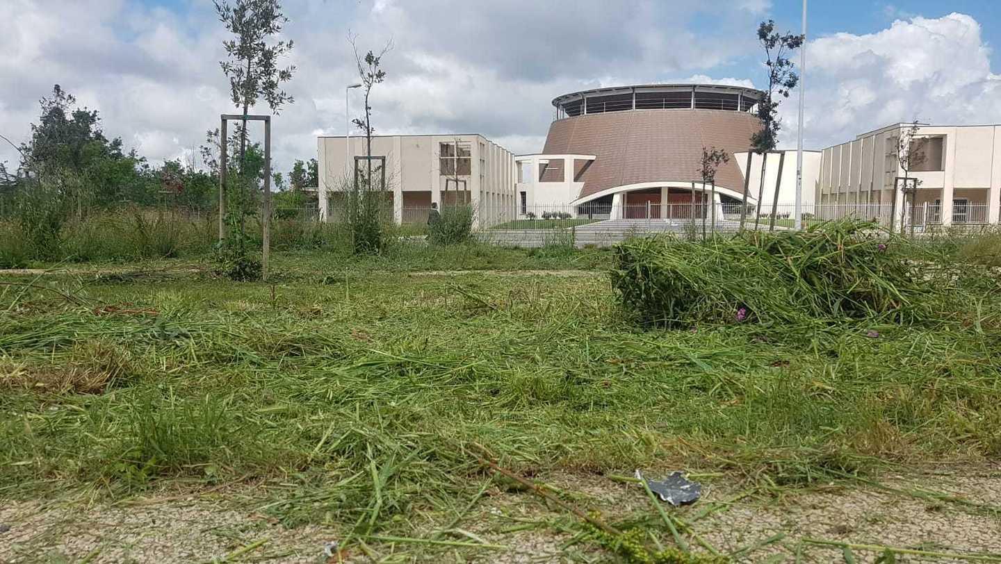 Con tosaerba e rastrello nella piazza di Sant’Orsola 