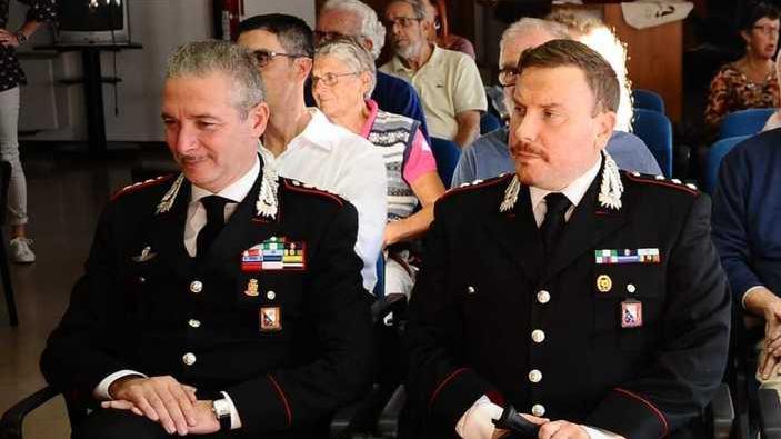 Il colonnello Massimiliano Sole, comandante provinciale dei carabinieri di Livorno, e il capitano Christian Bottacci, responsabile della Compagnia di Cecina