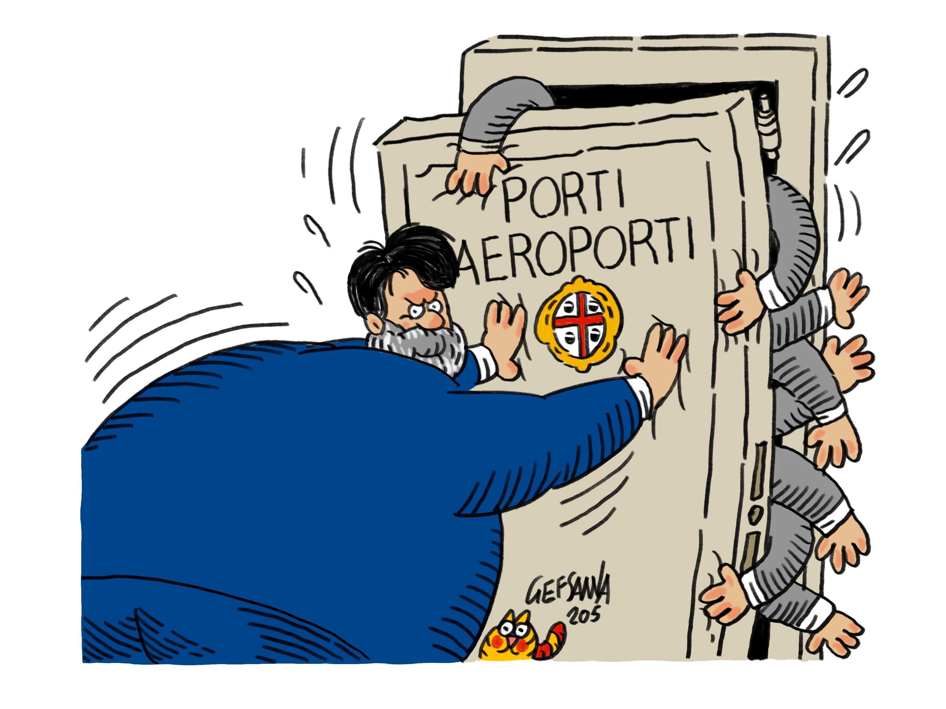 La vignetta di Gef: in Sardegna porti e aeroporti bloccati fino al 18 maggio