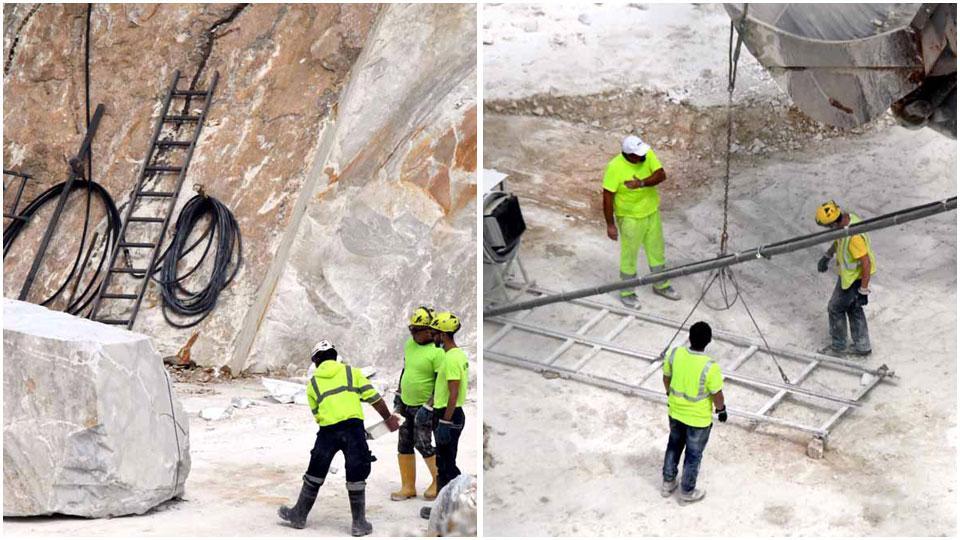 Lavoratori in cava Madonna e lavori in corso in un’altra cava