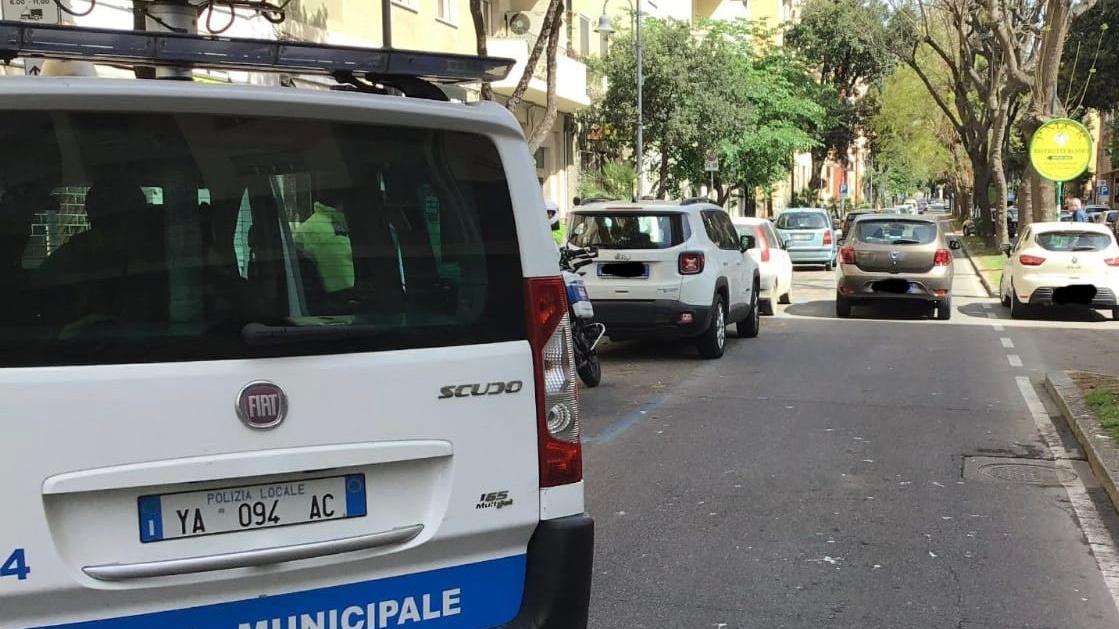 Il punto di via Dante a Cagliari nel quale è avvenuto l'incidente (foto Mario Rosas)