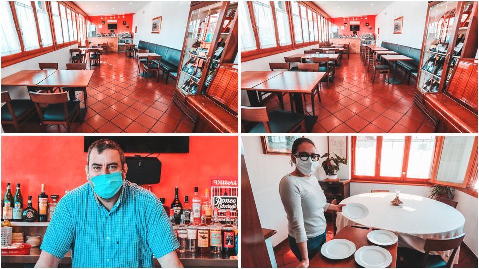 La sala principale del ristorante Aragosta allestita con 16 coperti in vista dell’apertura, la sala com’era prima (con 30 coperti), Lo chef Michelangelo Rongo e Betty De Stefano mostra l’allestimento della saletta riservata, qui i coperti passeranno da dieci a quattro