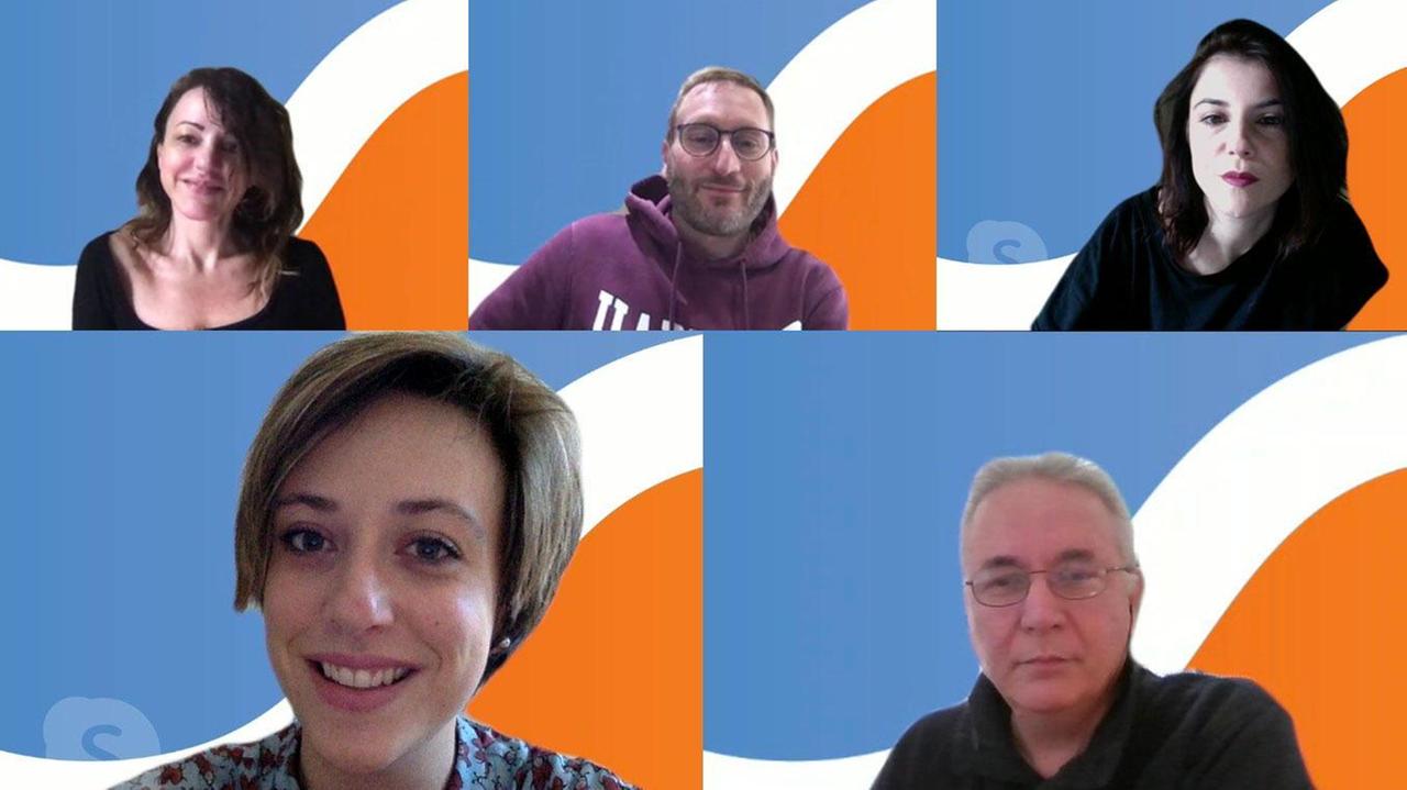 I cinque protagonisti di Datasurf: da sinistra e dall’alto Laura Politi, Lorenzo Maggini, Lara Pratesi, Benedetta Borri e Alberto Fusi