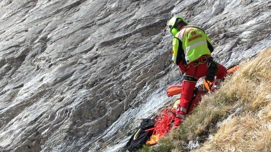 Un'immagine dell'intervento sul Monte Cavallo