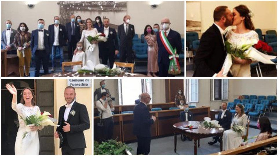 Alcuni momenti del matrimonio di Elia e Caterina in sala consiliare a Fucecchio