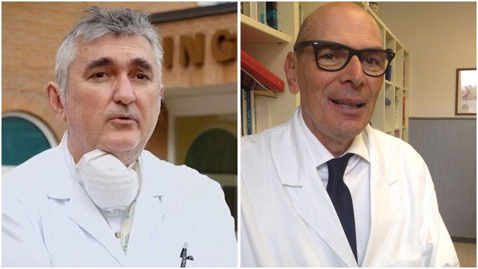 Giuseppe De Donno, direttore della pneumologia e terapia intensiva respiratoria dell’ospedale Carlo Poma di Mantova e Francesco Menichetti, responsabile di Malattie infettive a Cisanello