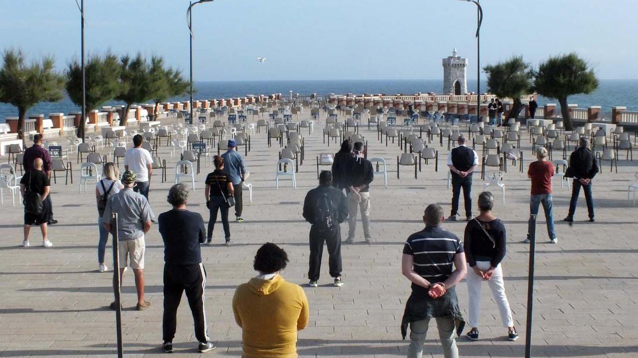 Un momento del flashmob di baristi e ristoratori (foto Pabar)