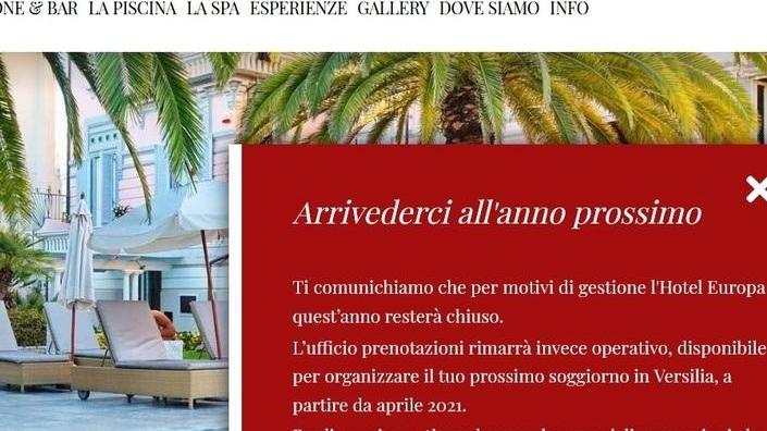 L’hotel Europa a Lido di Camaiore non riapre: «Ci vediamo ad aprile 2021»