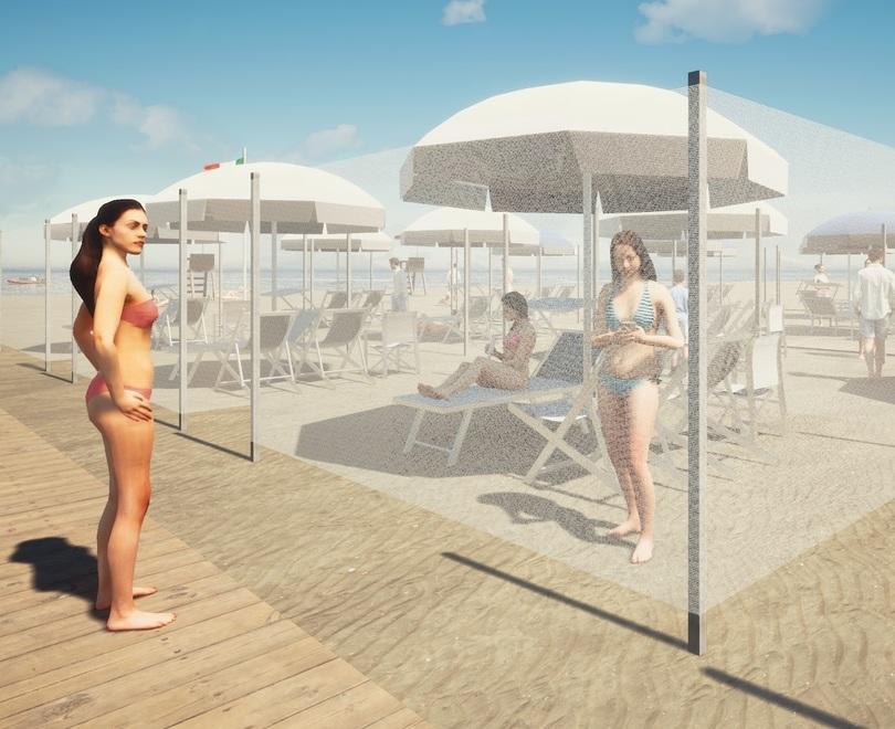 Il designer ex bagnino mette la mascherina agli ombrelloni