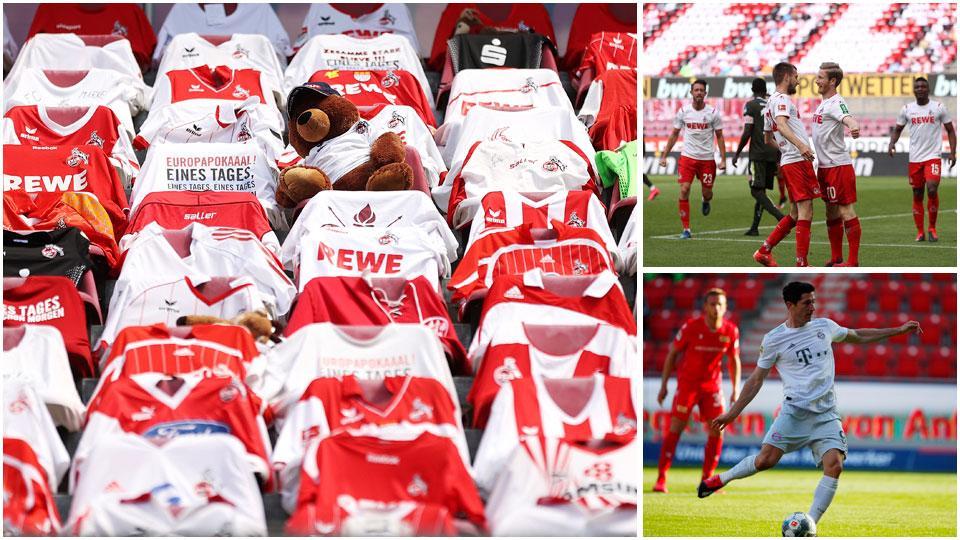Le maglie e le sciarpe lasciate dai tifosi sui seggiolini dello stadio di Colonia, desolatamente vuoto, l’esultanza petto contro petto dopo il secondo gol e il rigore di Robert Lewandowski, cannoiniere del Bayern che ha ripreso a segnare sul campo dell’Union Berlino